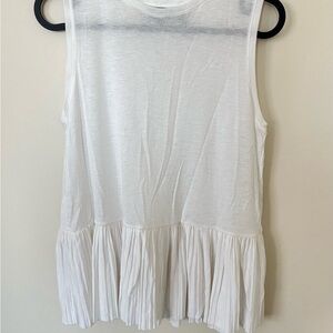 Theory women’s white tank top with ruffle detailing